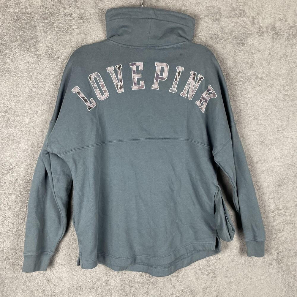 Victoria's Secret Pink Pullover Womens Small Quarter Zip Fleece Love Pink Hoodie - Picture 2 of 10